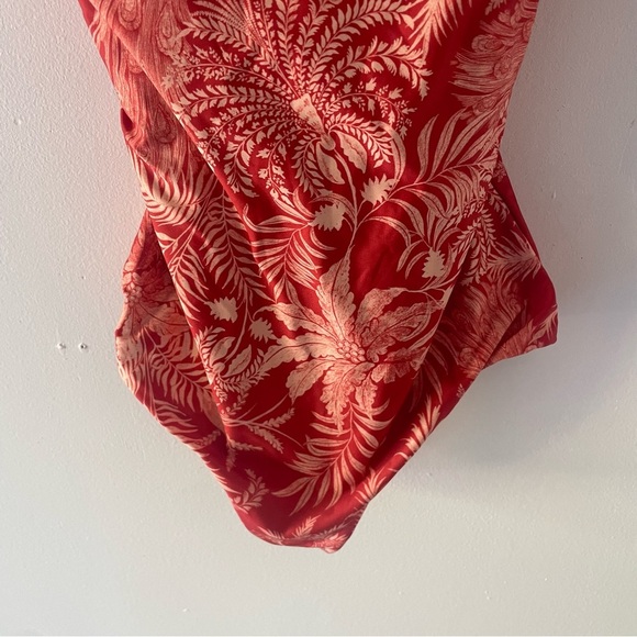 New Leonisa Orange Floral Off-Shoulder Ruffle One Piece Swimsuit 37747 - Picture 5 of 12